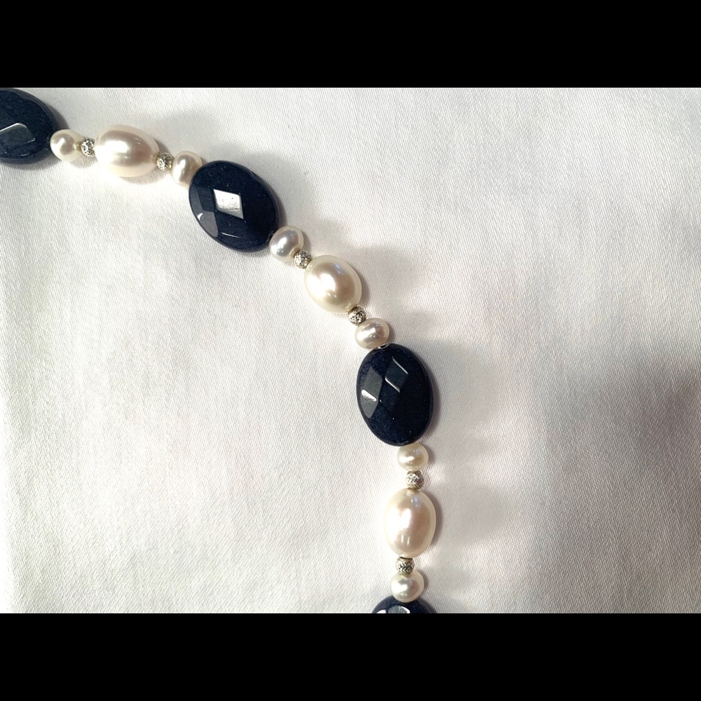Ross Simons Industrial Sapphire, Fresh Water Pearl & Silver - Picture 2 of 5